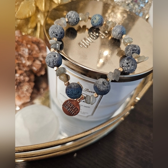 Wooden Druzy Beaded Bracelets / Set of Four Wood / Stretch  Kinsley Armelle Mariana Bracelet.